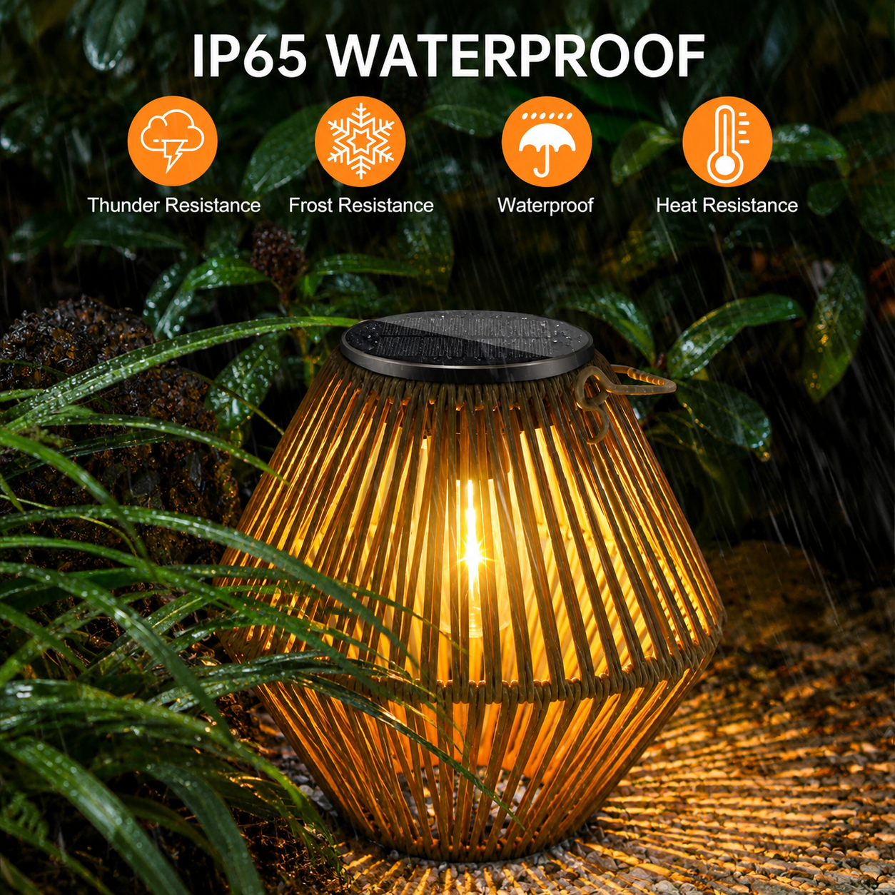 Solar Rattan Lantern – Waterproof LED Outdoor Hanging Light for Garden & Patio