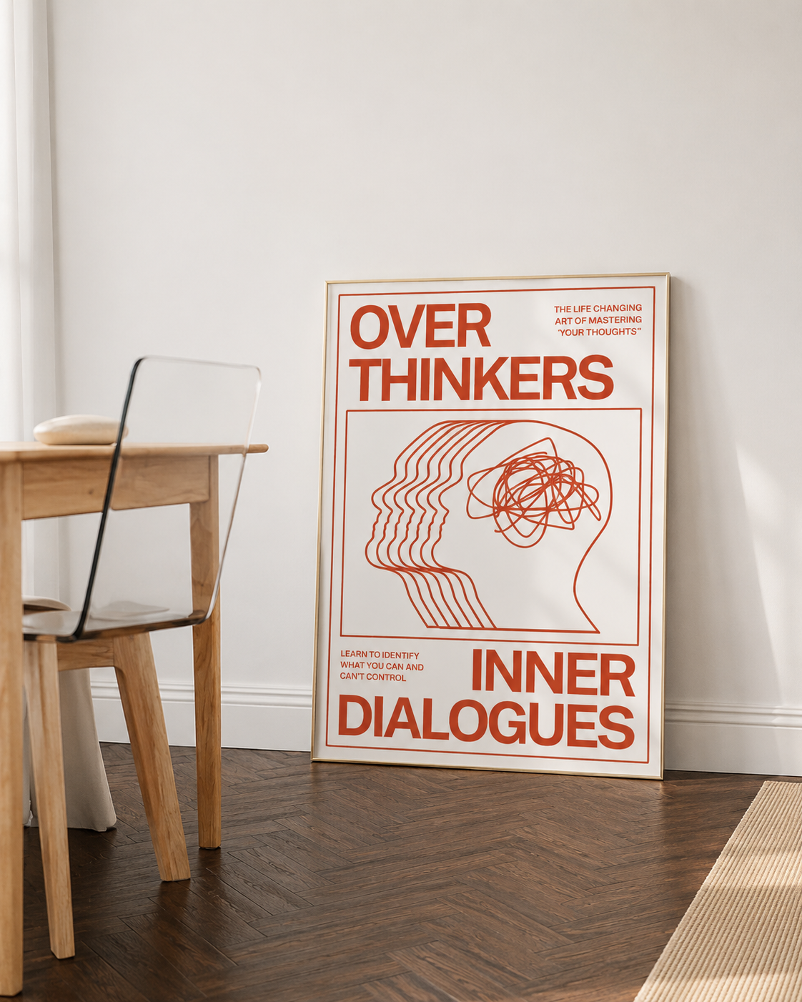 Modernes abstraktes Poster „Open Your Mind“ Blaue Wellen, Papierdruck, Heimdekoration, Schlafzimmer, Eingangsbereich, Bar, Café, Kunstgemälde