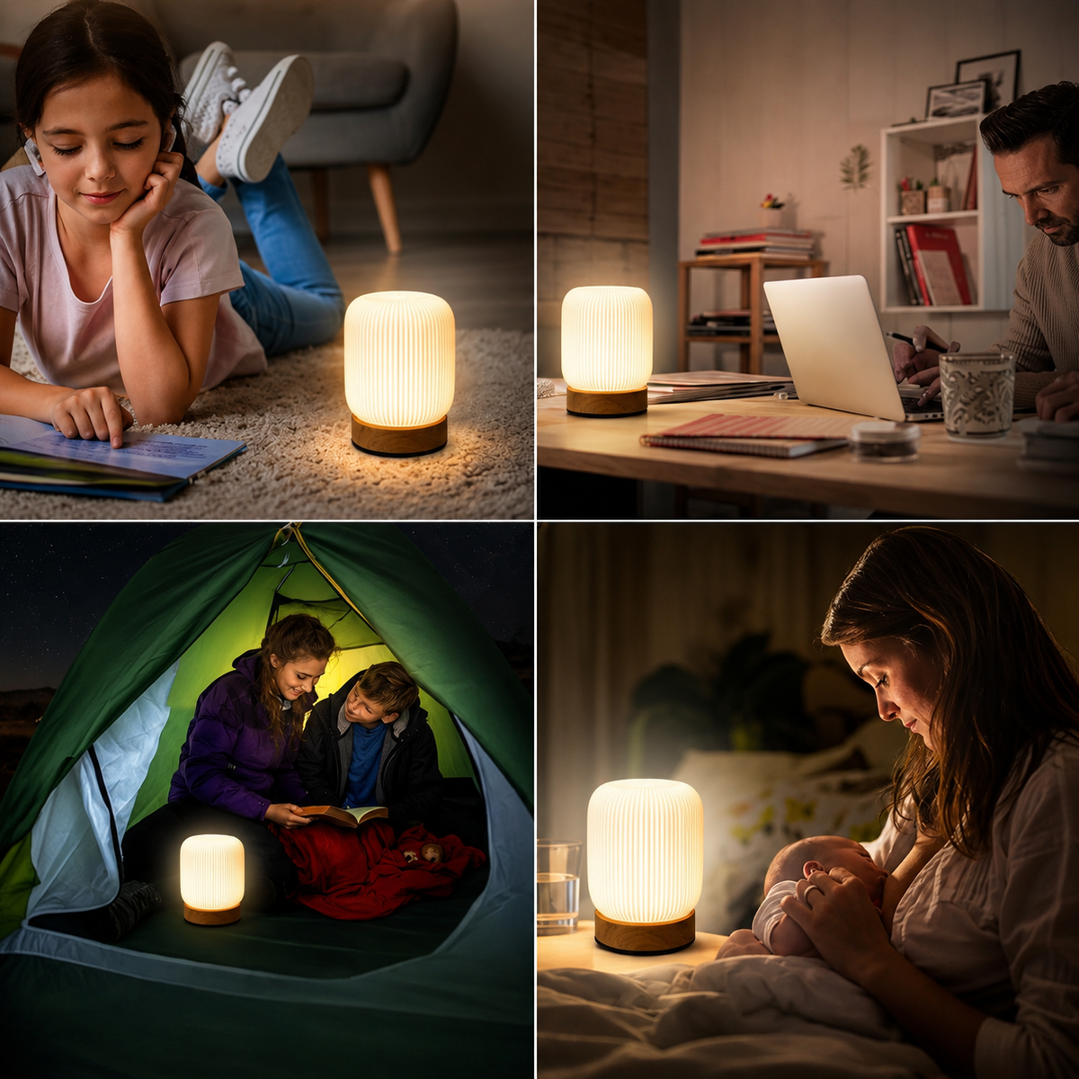 Pleated Touch Control Rechargeable Lamp