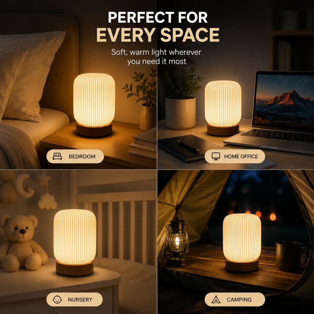 Pleated Touch Control Rechargeable Lamp