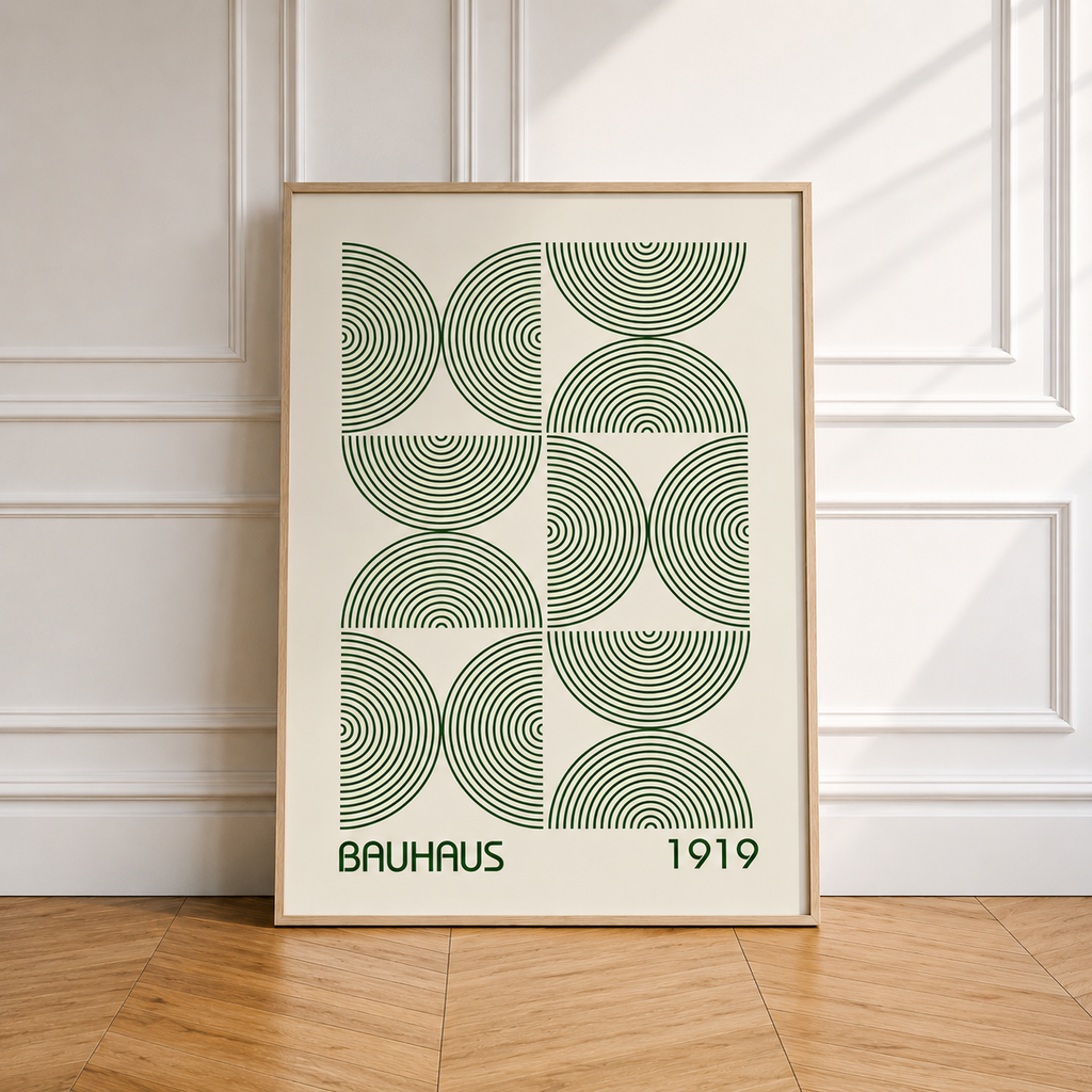 Green Bauhaus Geometric Designs Collection - Canvas Prints