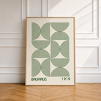 Green Bauhaus Geometric Designs Collection - Canvas Prints