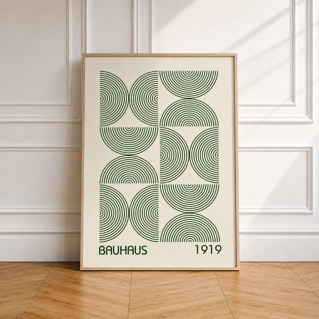 Green Bauhaus Geometric Canvas Collection | Unframed
