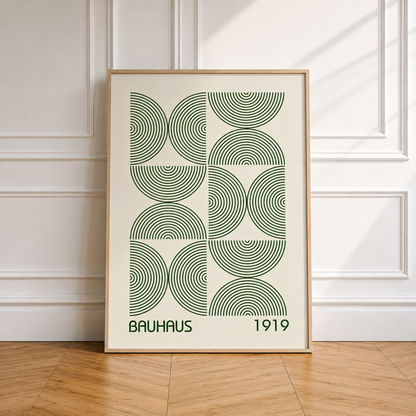 Green Bauhaus Geometric Canvas Collection | Unframed