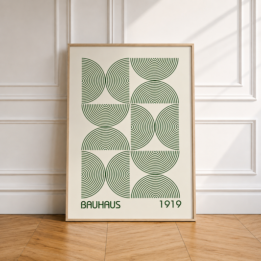 Green Bauhaus Geometric Canvas Collection | Unframed