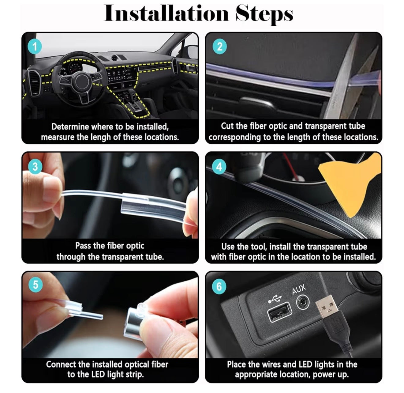 RGB LED Fiber Optic Interior Ambient Lighting Kit (8M) – APP Controlled
