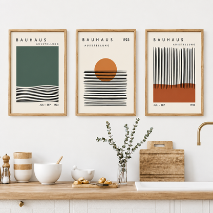 Abstrakte orange & beige geometrische Leinwand-Sets | Ungerahmt