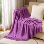 Knitted Tassel Throw Blanket