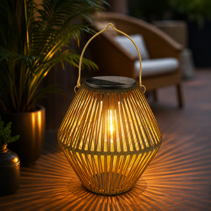 Solar Rattan Lantern – Waterproof LED Outdoor Hanging Light for Garden & Patio