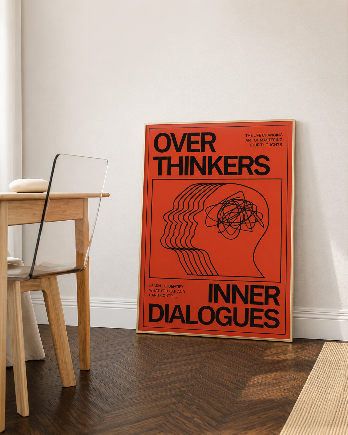 Modernes abstraktes Poster „Open Your Mind“ Blaue Wellen, Papierdruck, Heimdekoration, Schlafzimmer, Eingangsbereich, Bar, Café, Kunstgemälde