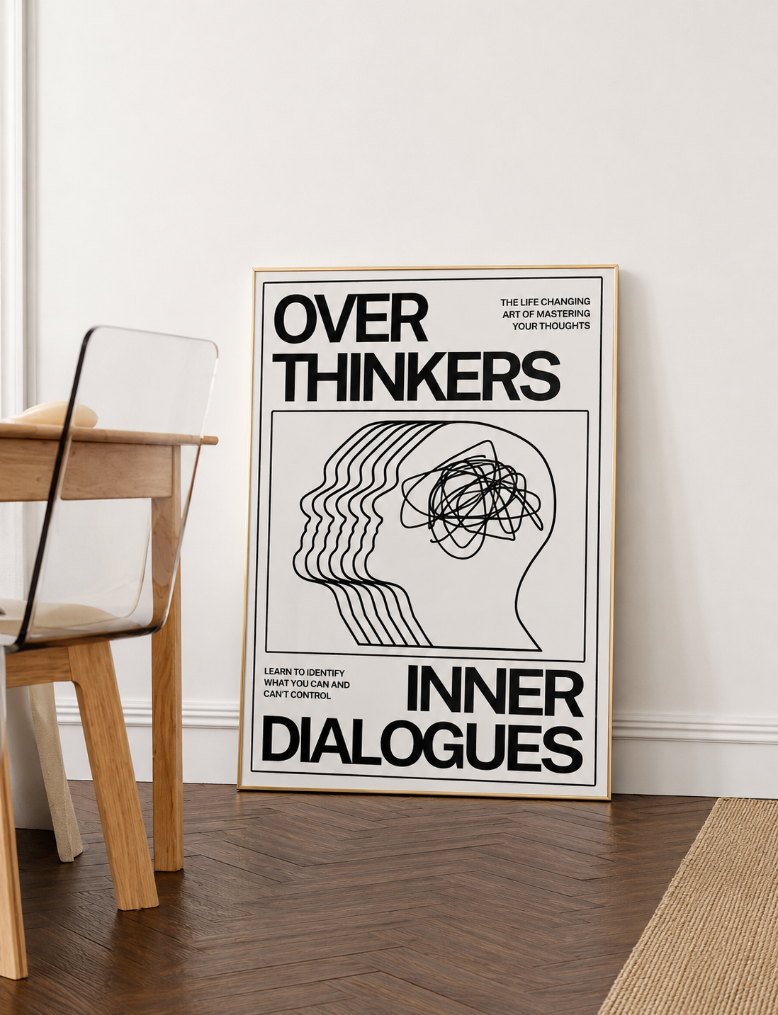 Modernes abstraktes Poster „Open Your Mind“ Blaue Wellen, Papierdruck, Heimdekoration, Schlafzimmer, Eingangsbereich, Bar, Café, Kunstgemälde