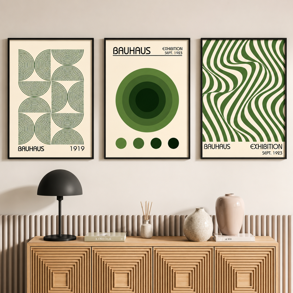 Green Bauhaus Geometric Designs Collection - Canvas Prints