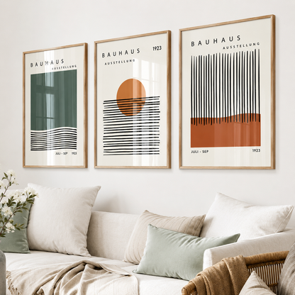Abstrakte orange & beige geometrische Leinwand-Sets | Ungerahmt