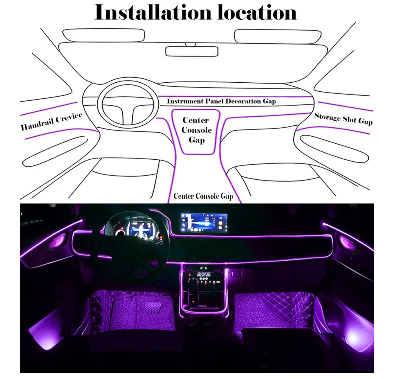 RGB LED Fiber Optic Interior Ambient Lighting Kit (8M) – APP Controlled