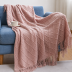 Knitted Tassel Throw Blanket