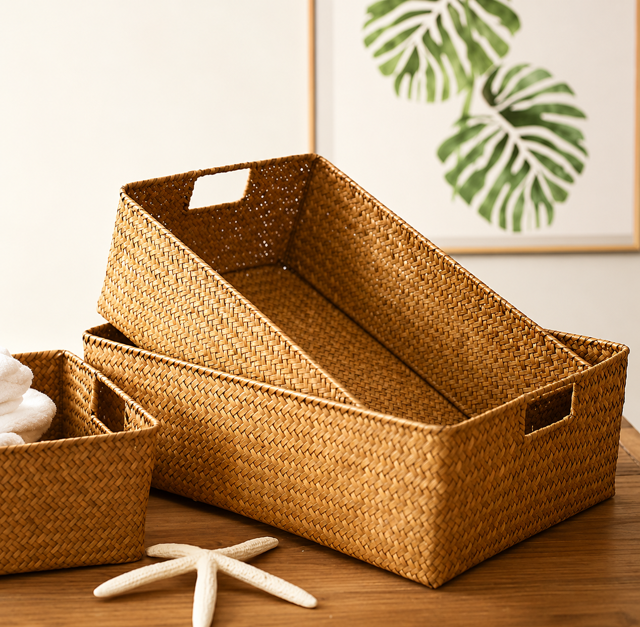 Natural Woven Seagrass Storage Basket