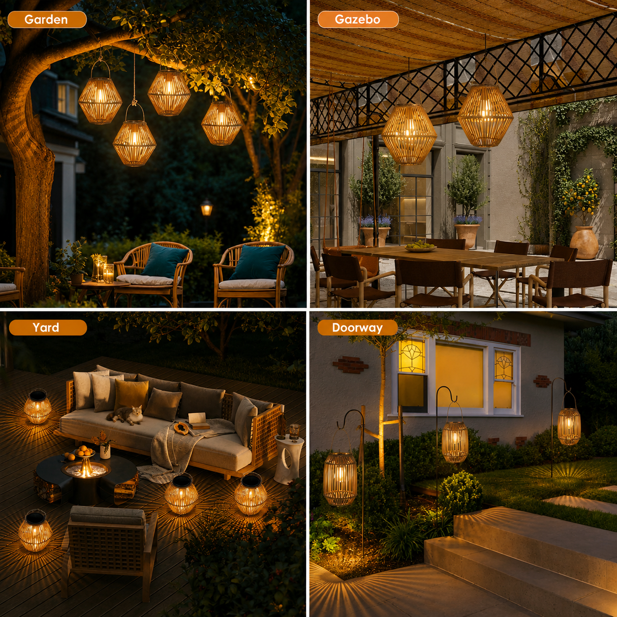 Solar Rattan Lantern – Waterproof LED Outdoor Hanging Light for Garden & Patio