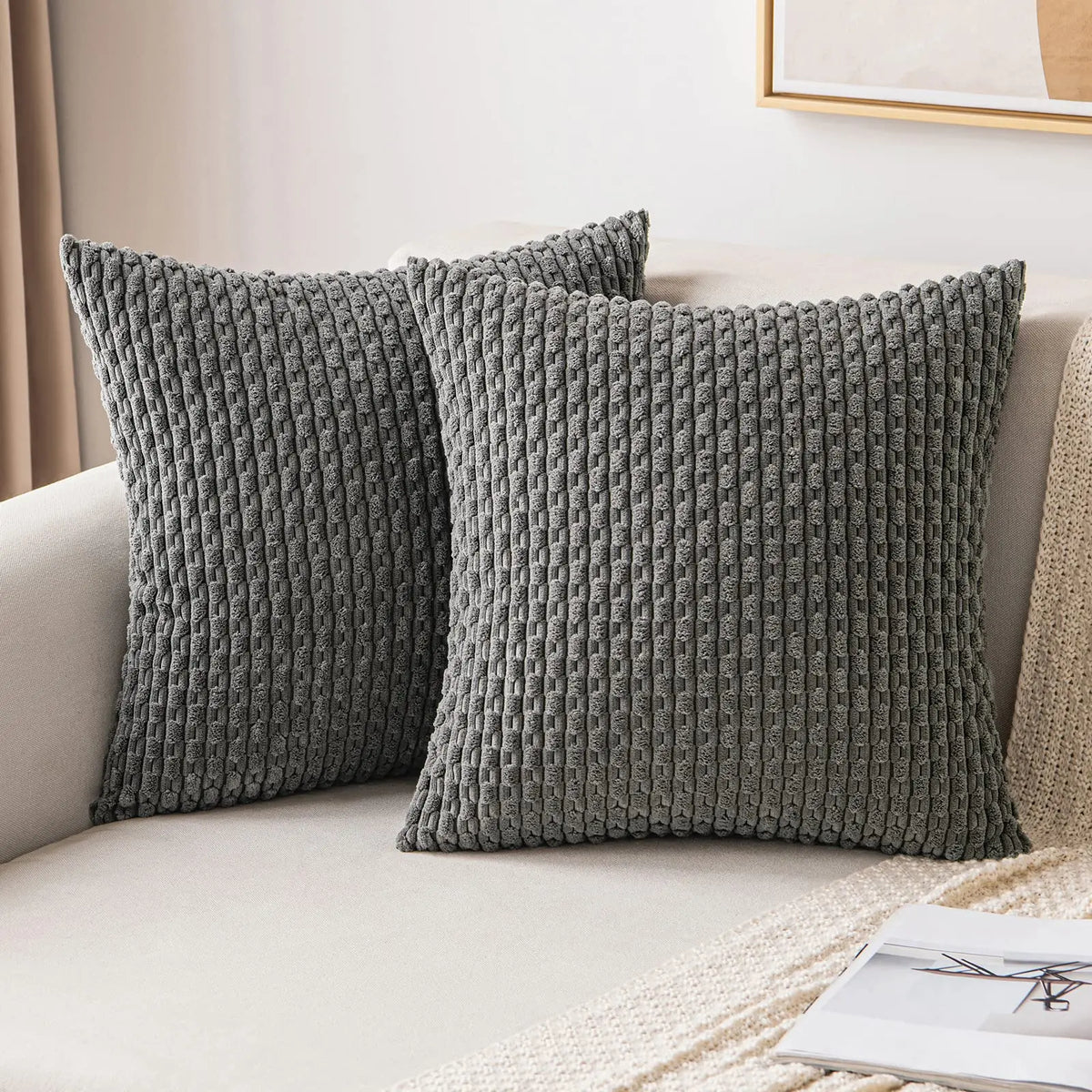 Textured Corduroy Throw Pillow Case