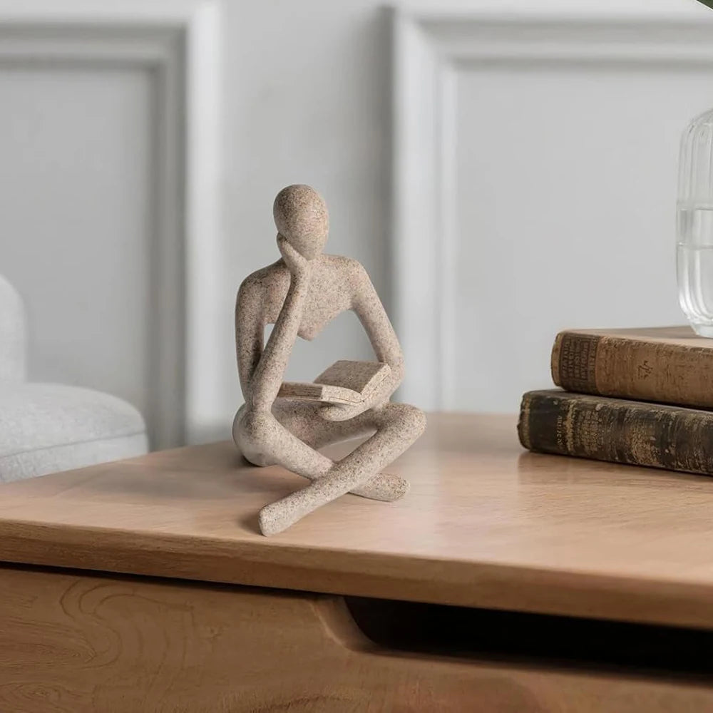 Reading Thinker Resin Sculpture