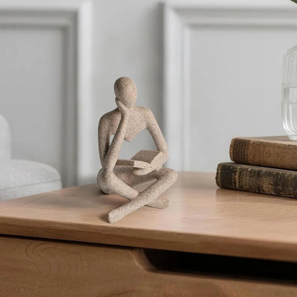 Reading Thinker Resin Sculpture