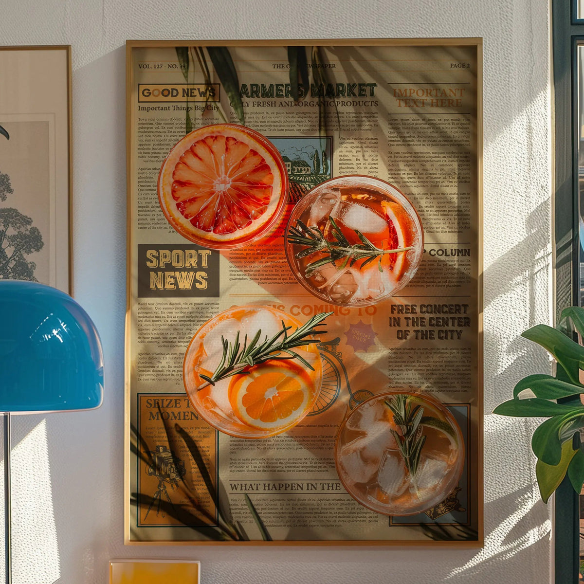 Glasses On Newspaper Collection - Canvas Wall Art Unframed