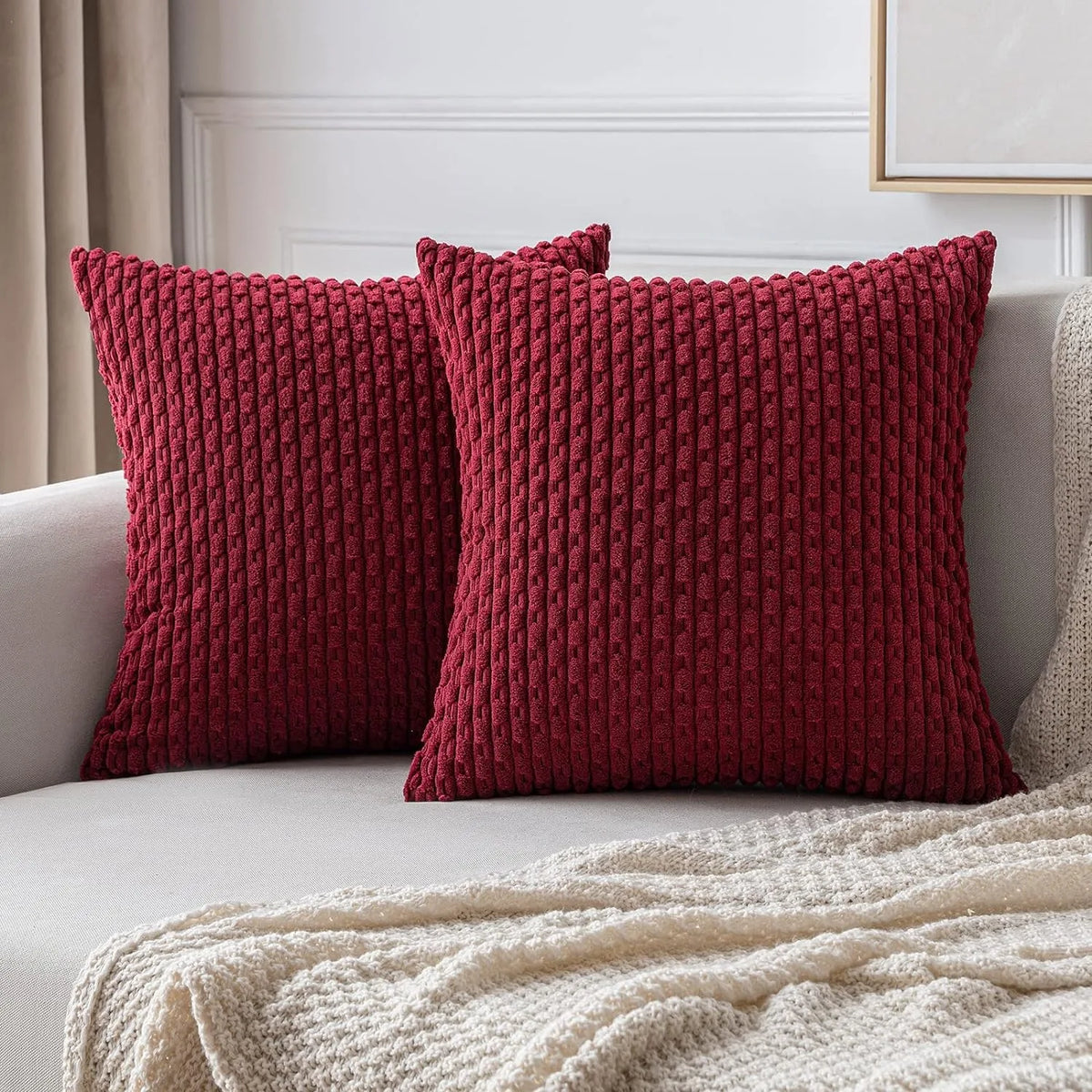 Textured Corduroy Throw Pillow Case