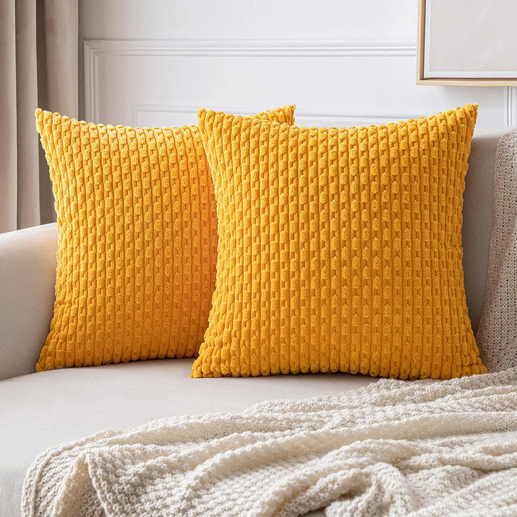 Textured Corduroy Throw Pillow Case