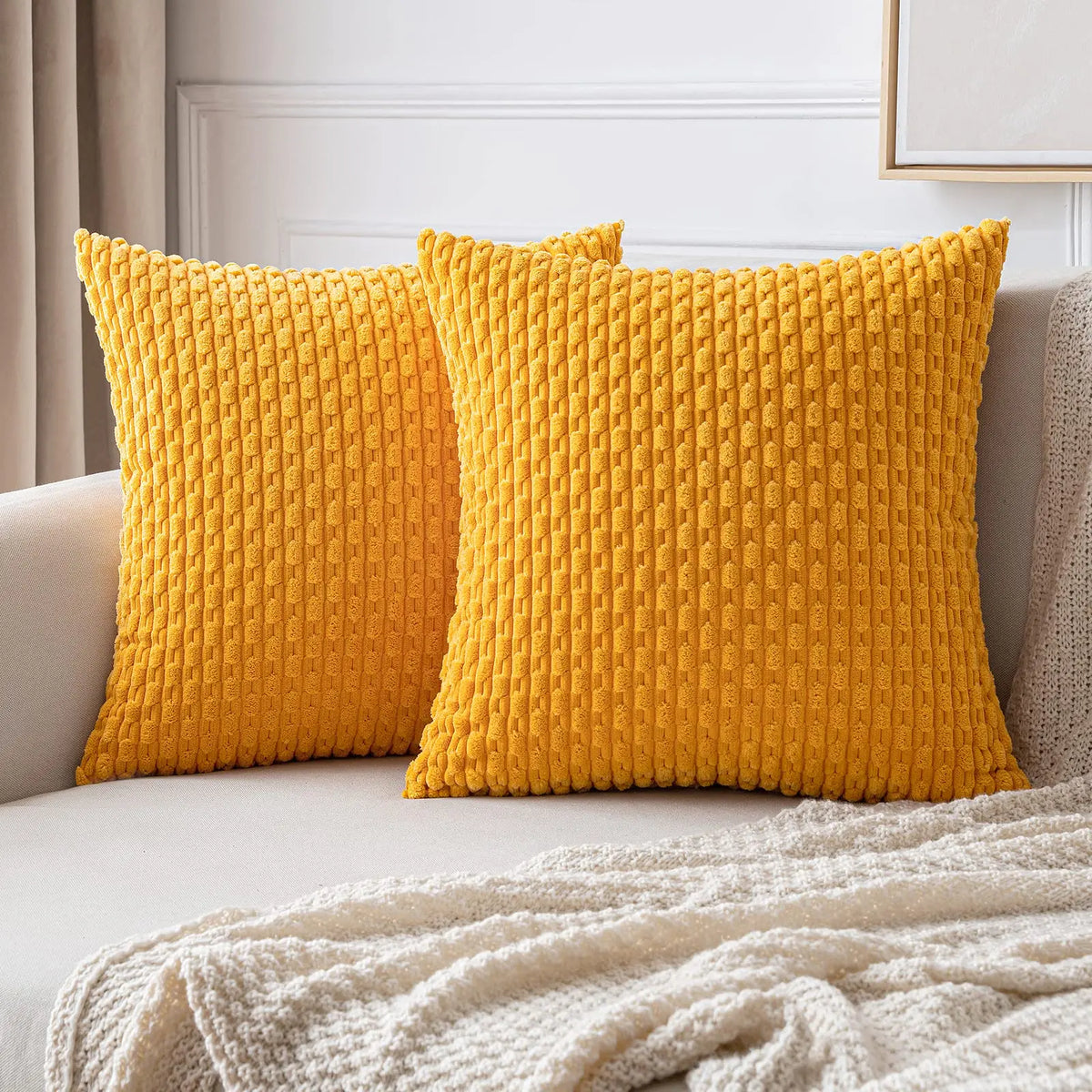 Textured Corduroy Throw Pillow Case