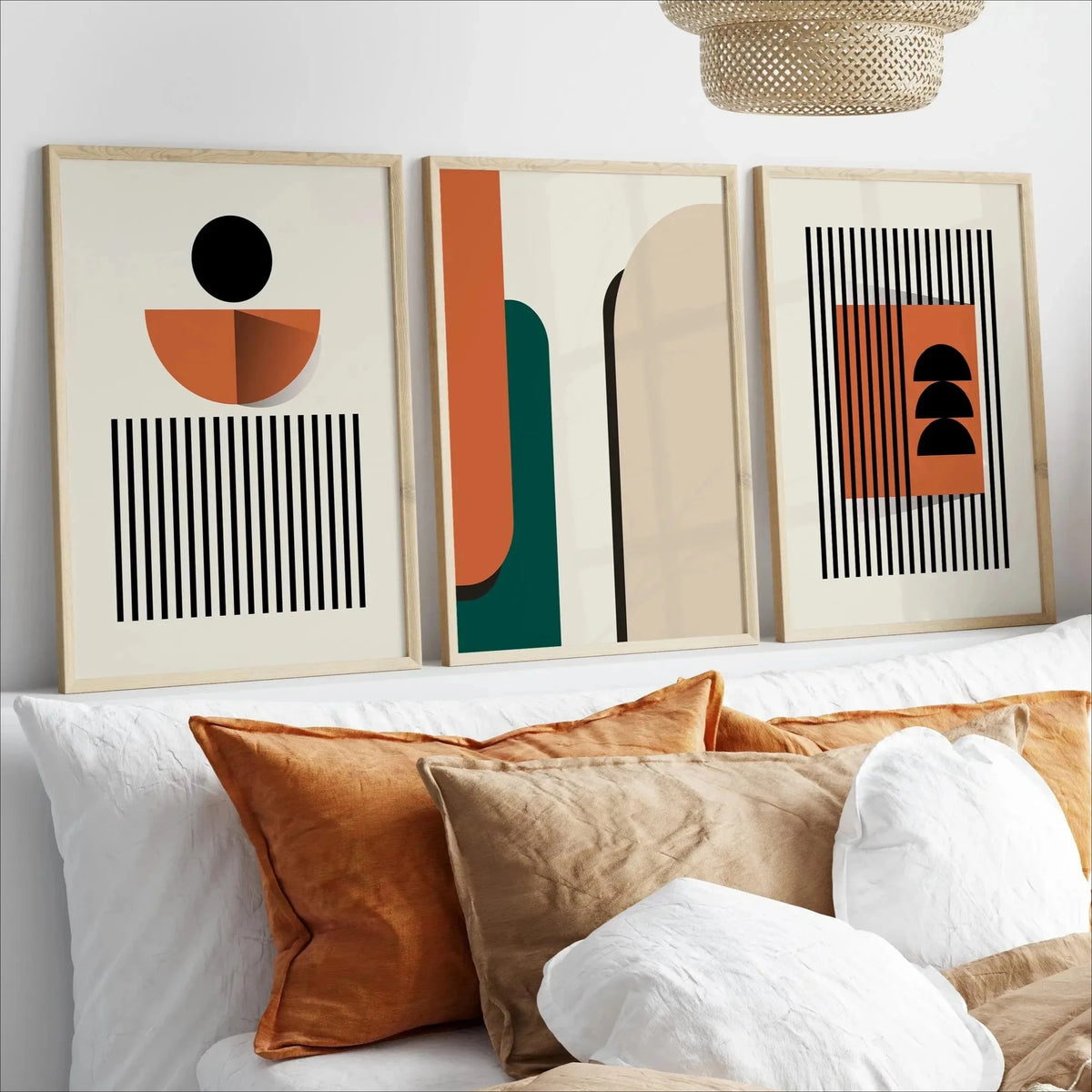 Orange & Beige Abstract Design Sets - Canvas Prints
