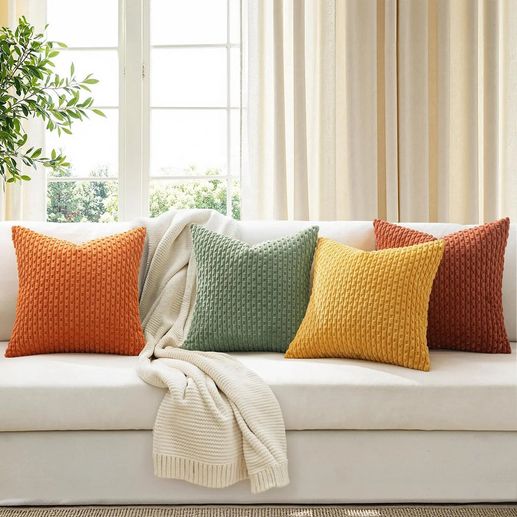 Textured Corduroy Throw Pillow Case