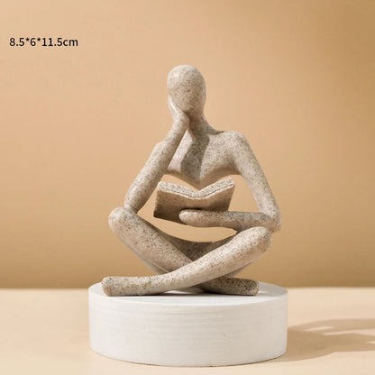Reading Thinker Resin Sculpture