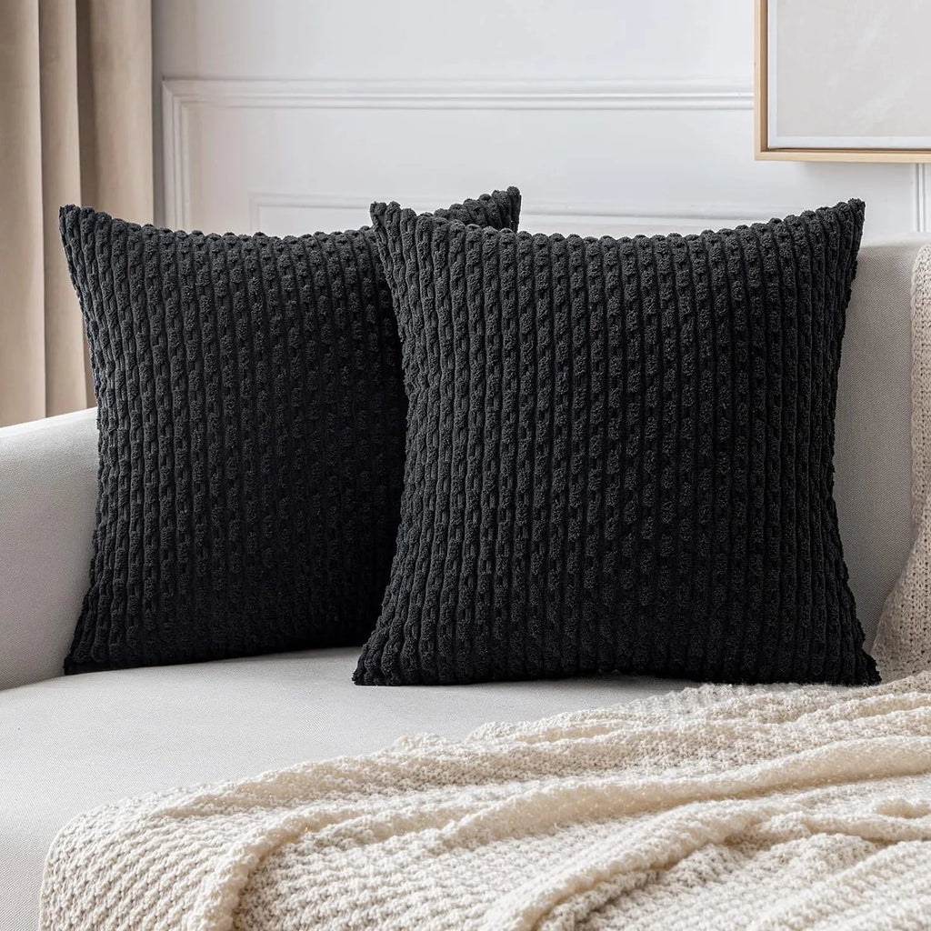 Textured Corduroy Throw Pillow Case