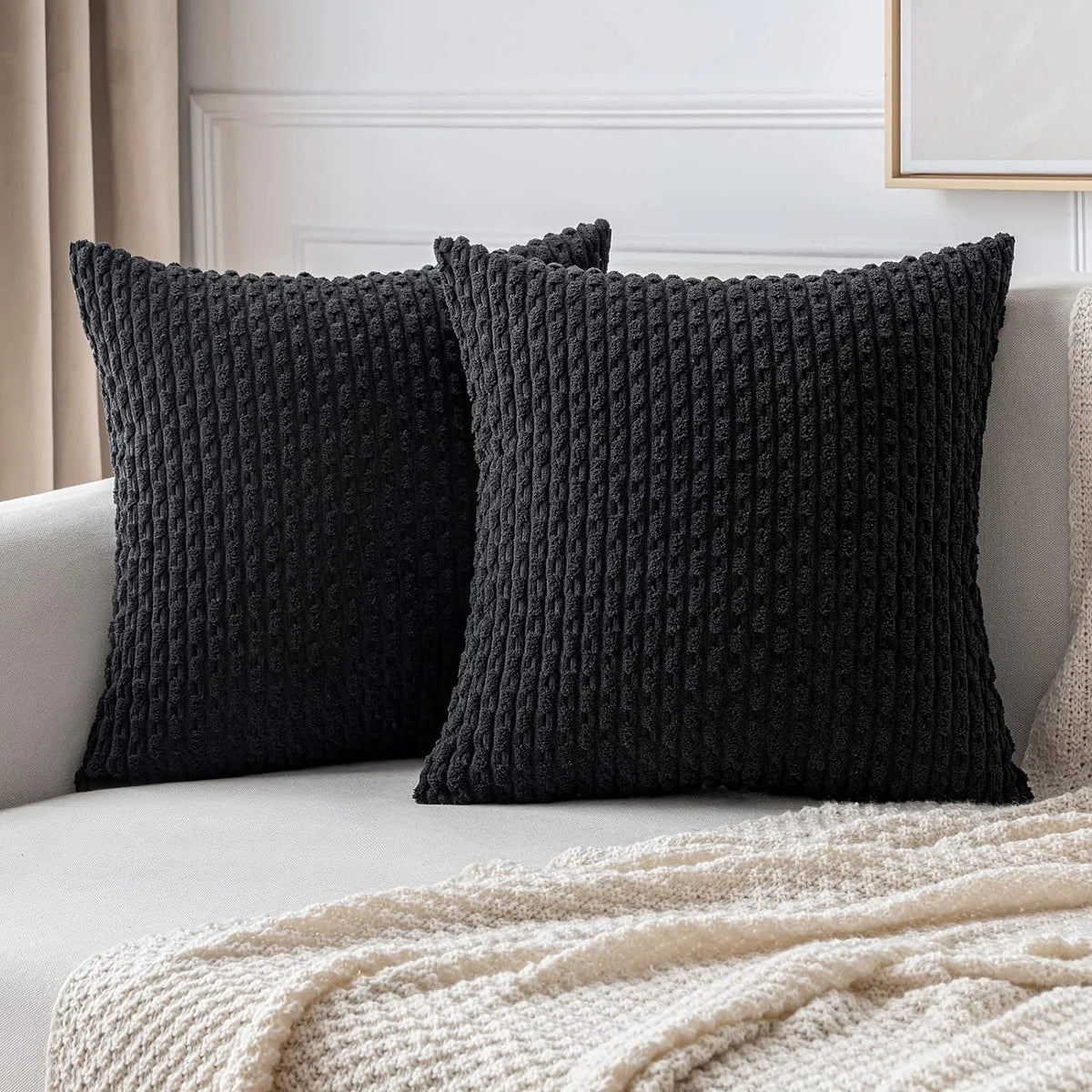 Textured Corduroy Throw Pillow Case