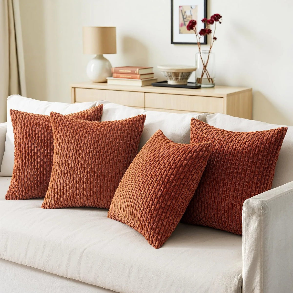 Textured Corduroy Throw Pillow Case