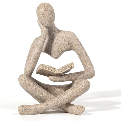 Reading Thinker Resin Sculpture