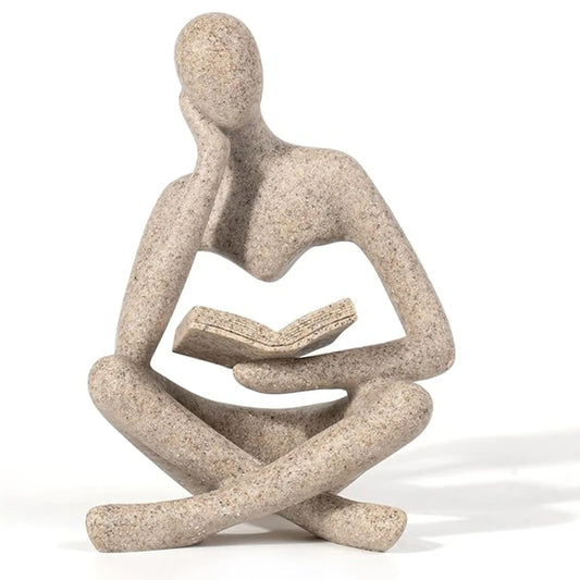 Reading Thinker Resin Sculpture