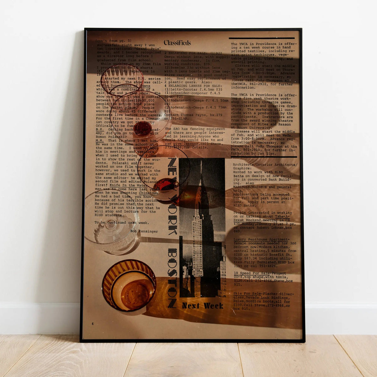 Glasses On Newspaper Collection - Canvas Wall Art Unframed