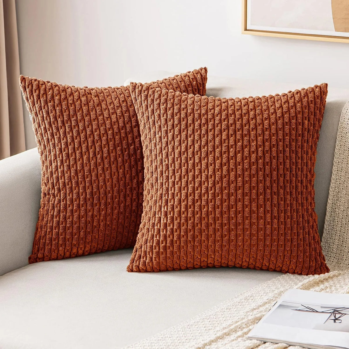 Textured Corduroy Throw Pillow Case