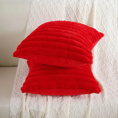 Plush Ribbed Faux Fur Pillow Cover