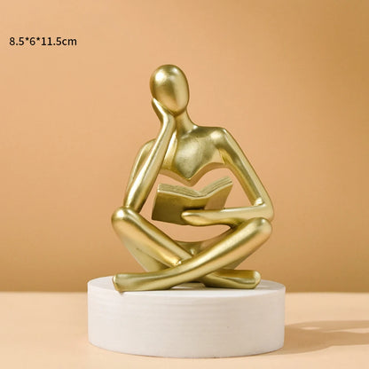 Reading Thinker Resin Sculpture