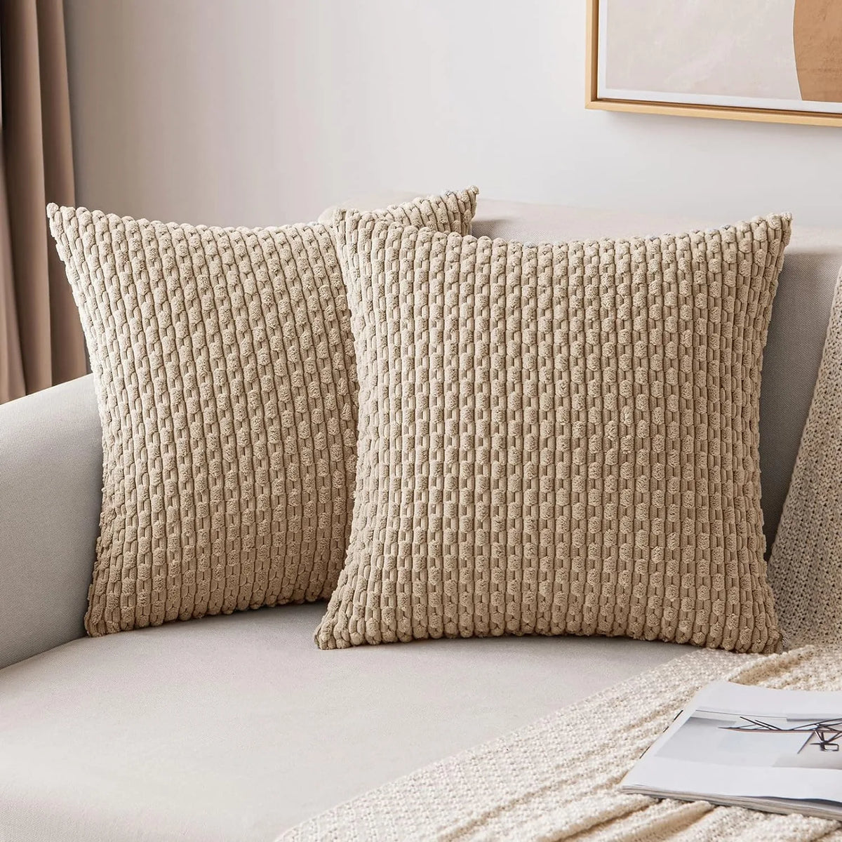 Textured Corduroy Throw Pillow Case